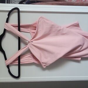 Pink Lily Twist Front halter light pink summer bodysuit Medium